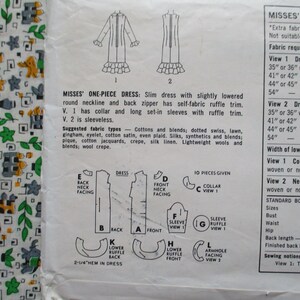 Vintage 1960s Simplicity Sewing Pattern 6385 One Piece Dress With ...