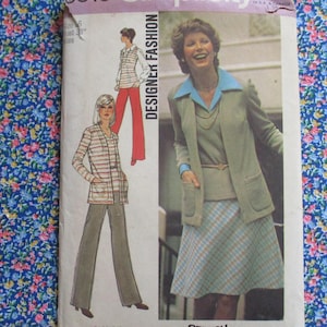 vintage 1970s Simplicity sewing pattern 6516 misses cardigan and top pants and bias skirt size 16 UNCUT