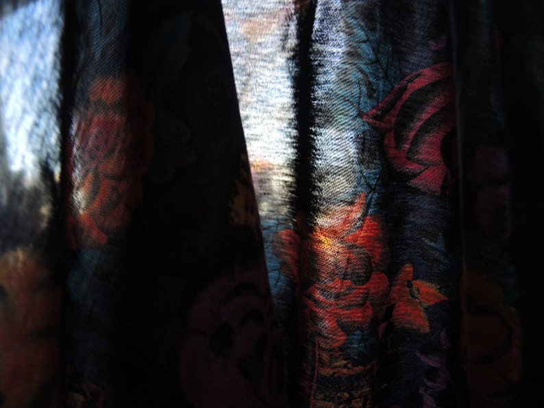 vintage 1980s T shirt fabric abstract urban abstract floral reversible slightly sheer