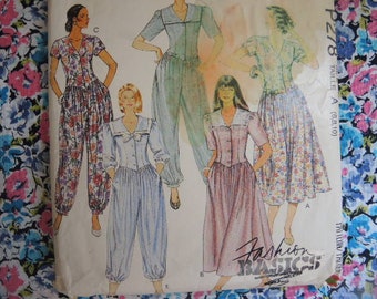 Vintage 1990s sewing pattern McCalls P278 Misses dress and jumpsuit in two lengths size 6-8-10