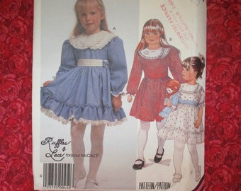 vintage 1980s McCalls sewing pattern 2792 girls dress and cummerbund size 6-7-8 UNCUT