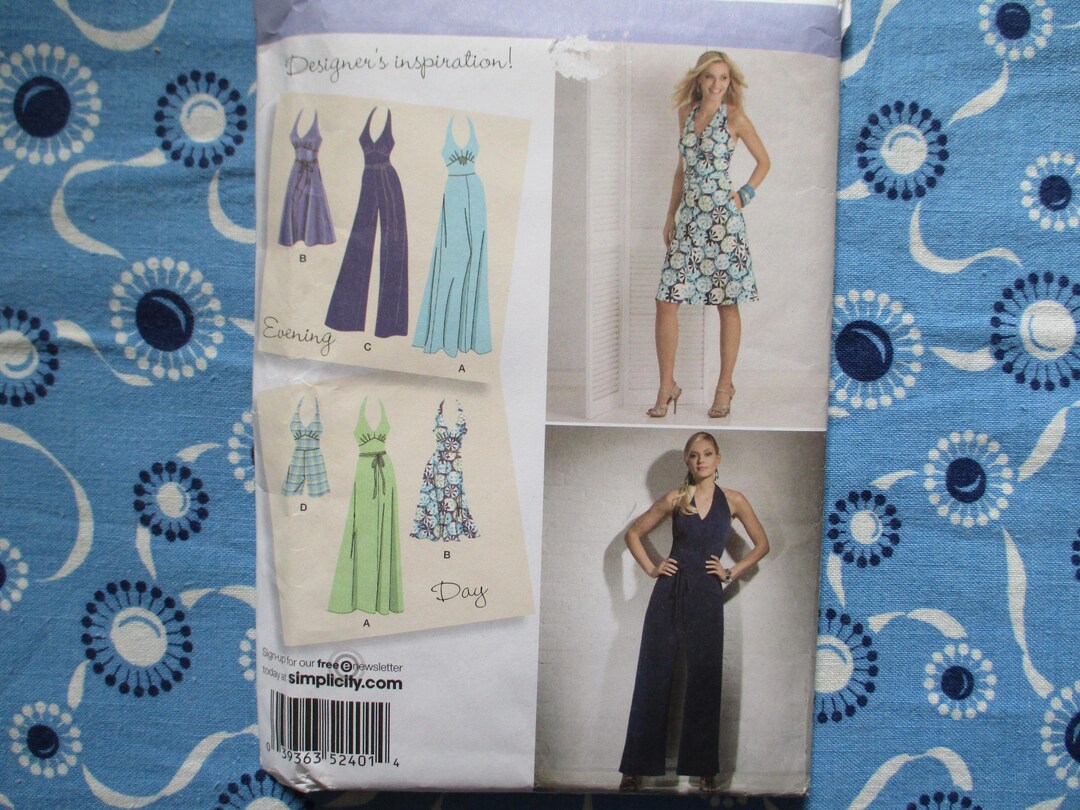 2010s Simplicity Sewing Pattern 2401 Misses Dress and Jumpsuit Each in ...