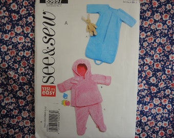 Sewing Pattern for Infants Lined Bunting Jacket and Pants Newborn Small Medium Large Butterick See /& Sew B5697 5697 Uncut