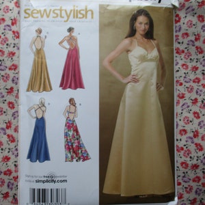 2000s Simplicity sewing pattern  3735  misses evening dress with back variations  UNCUT sizes 12-20