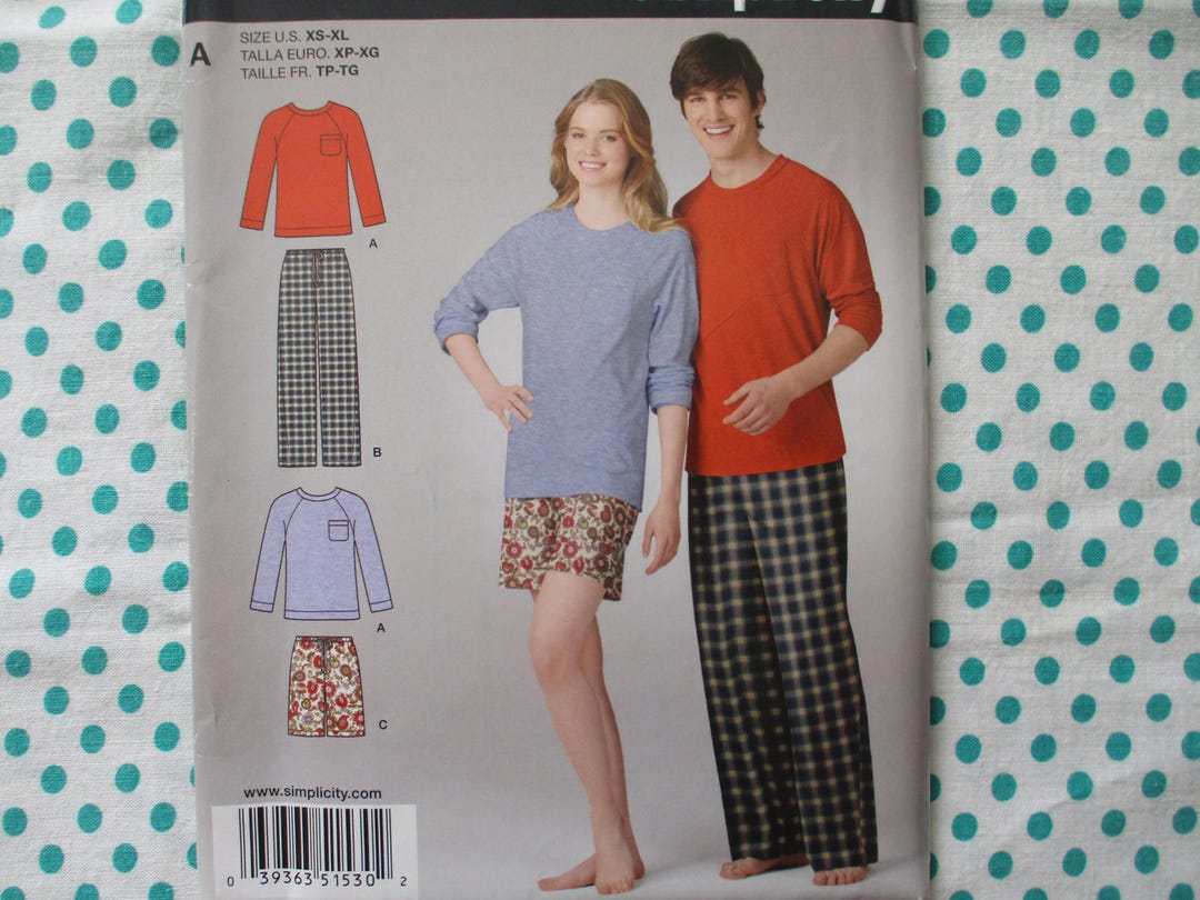 2010s Simplicity Sewing Pattern 1530 Adult Sleepwear Pants Shorts and ...