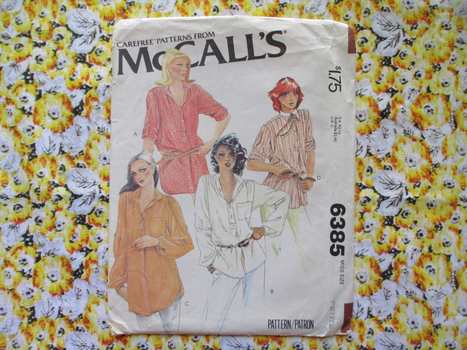 Vintage 1970s Mccalls Sewing Pattern 6385 Misses Set of Blouses or ...