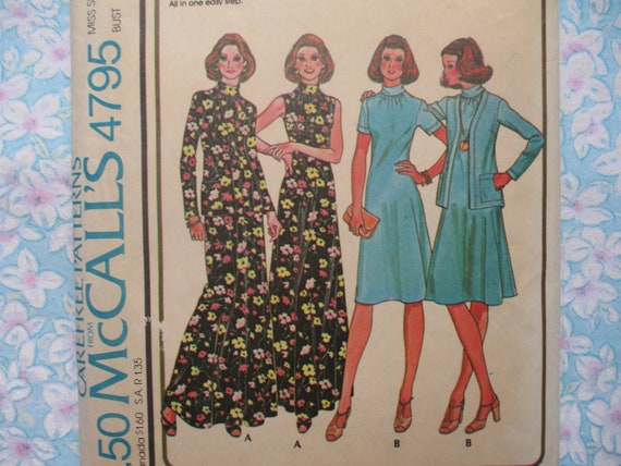 Vintage 1970s Mccalls Sewing Pattern 4795 Misses Dress in Two | Etsy