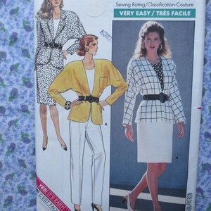 vintage 1980s Butterick  sewing pattern 6217 jacket top and skirt size 6-8-10 UNCUT