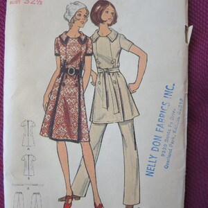 vintage 1970s Butterick sewing pattern 6283 misses dress or tunic and pants size 10 uncut
