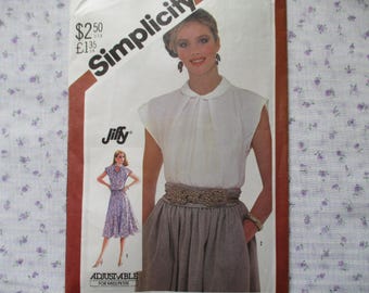 vintage 1980s Simplicity sewing pattern 5542 misses jiffy pullover dress or top size 14