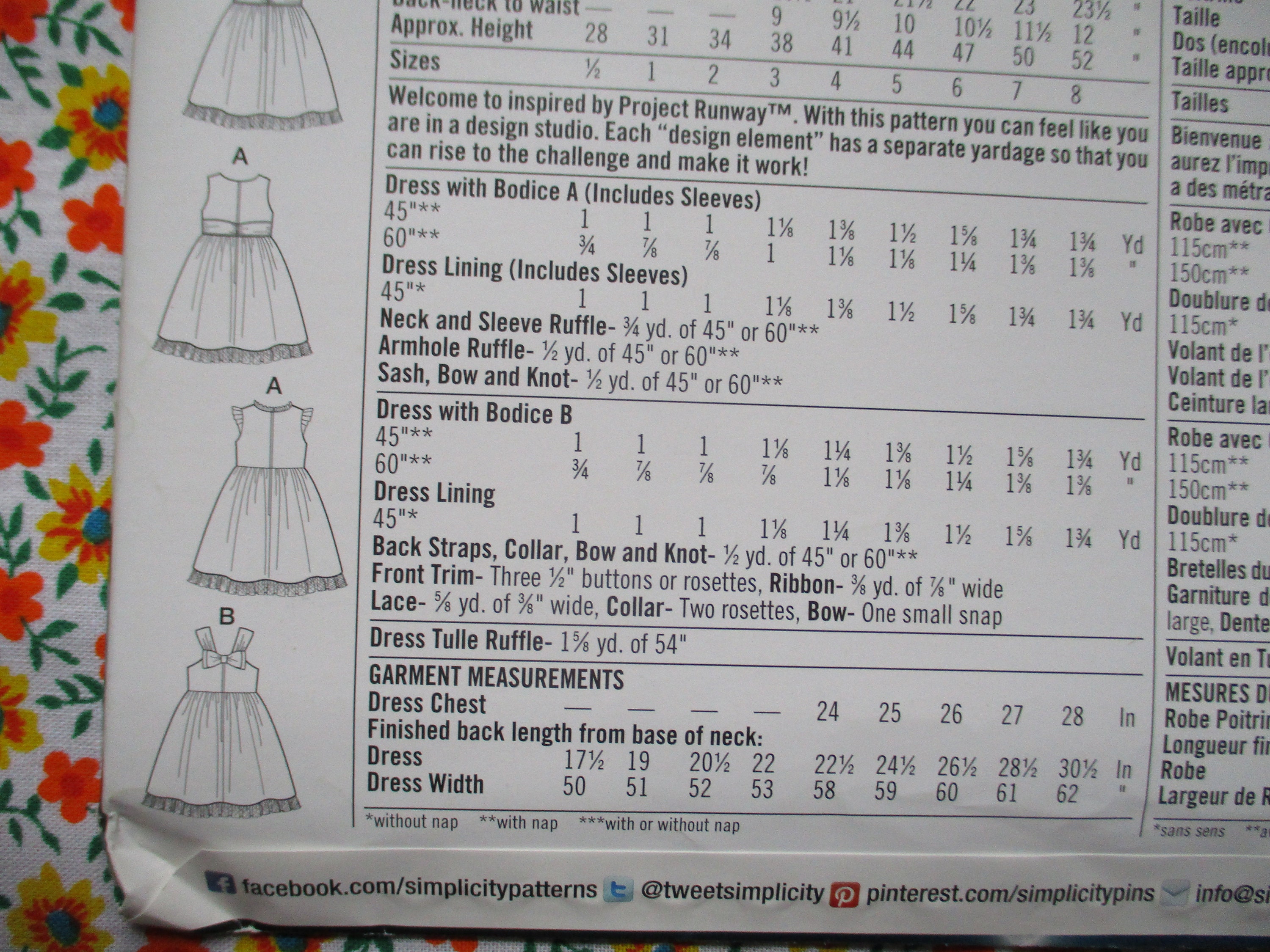 2010s Sewing Pattern Simplicity Project Runway 1433 Girls' Dress With ...