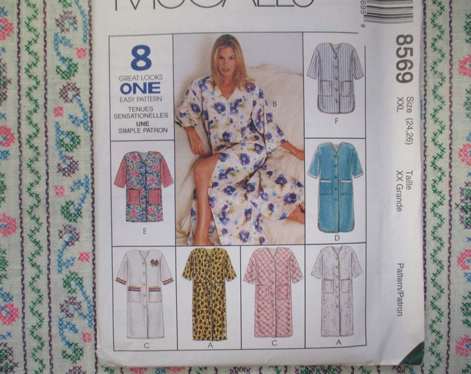 Vintage 1990s Mccalls Sewing Pattern 8569 Misses Button Front Robe in ...