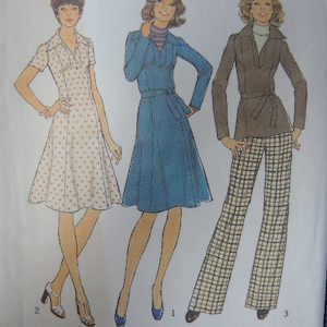 Vintage 1970er Jahre Schnittmuster 7177 für Kleid und Hose Gr.46
