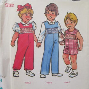 Cartamodello vintage anni '80 Children's Corner per 4 salopette da bambino con smock taglia 6 M-1-2 NON TAGLIATO