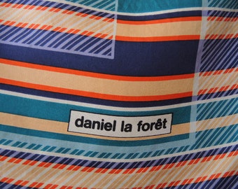 Vintage silk scarf Daniel la Foret striped  27 x 27 inches