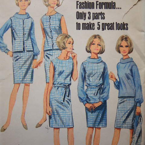 vintage 1960s Butterick sewing pattern 4256 misses dress blouse and jacket size 12