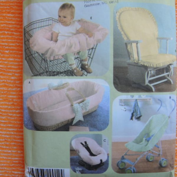 2000s sewing pattern Simplicity 4636 baby accessories shopping cart seat cover umbrella stroller cover car seat cover