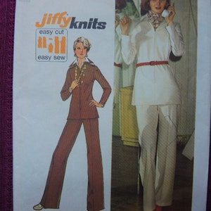 vintage 1970s Simplicity sewing pattern 6550 misses jiffy knit top and pants size 10 UNCUT