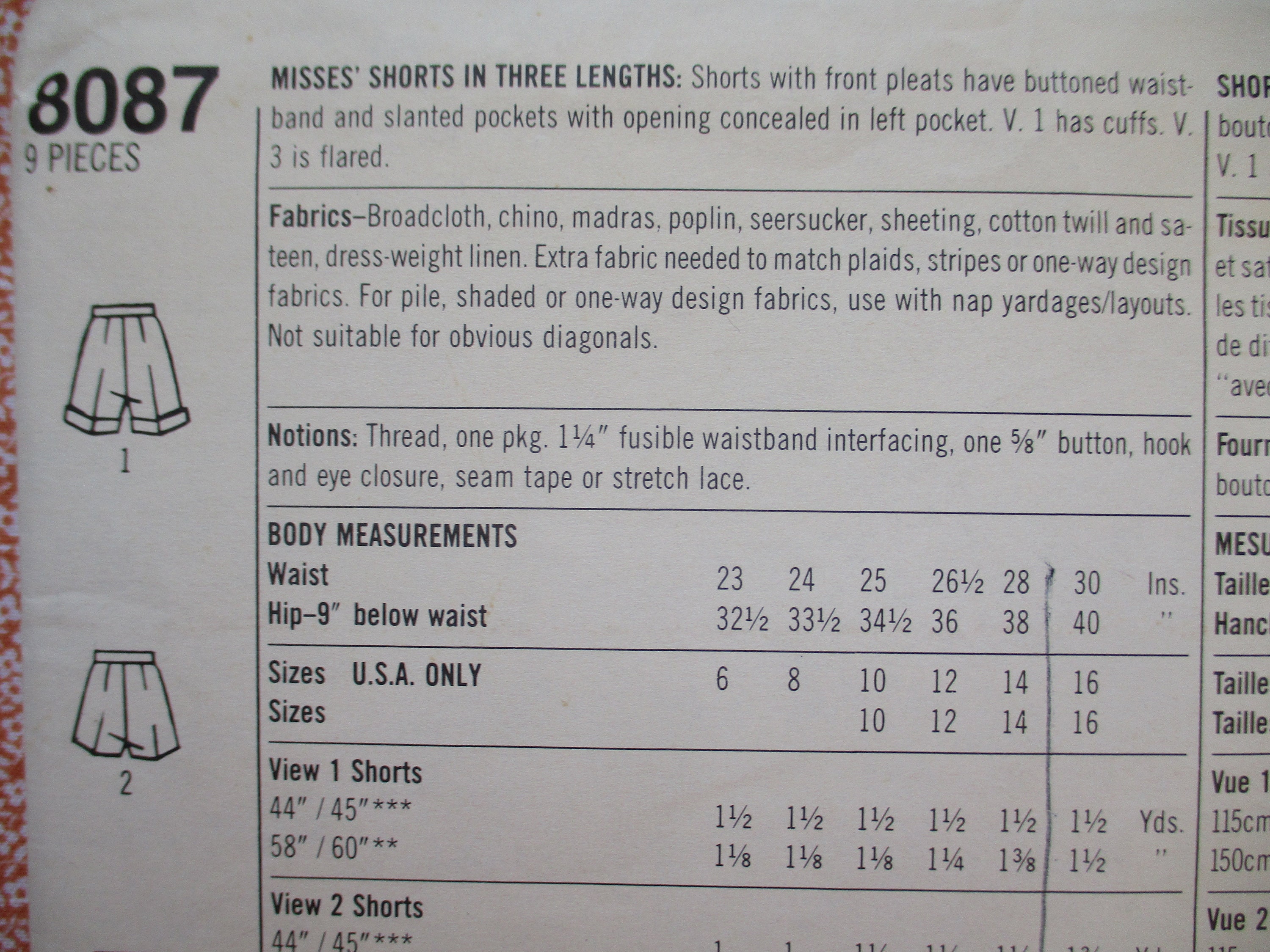 Vintage 1980s Simplicity Sewing Pattern 8087 Misses Shorts in Three ...