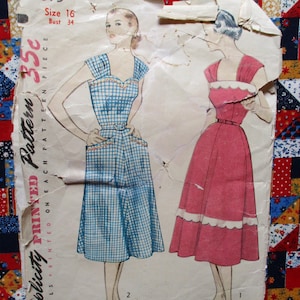 Vintage 1950s Simplicity sewing pattern 3875 misses one piece dress size 16