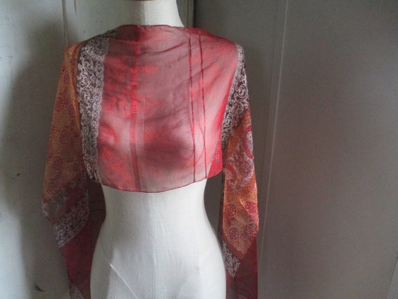 Vintage sheer shimmery silk like polyester scarf … - image 5
