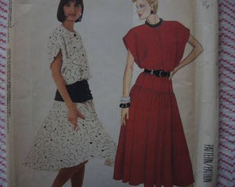 vintage 1980s McCalls sewing pattern 2581 misses dress and hip belt size 14 UNCUT