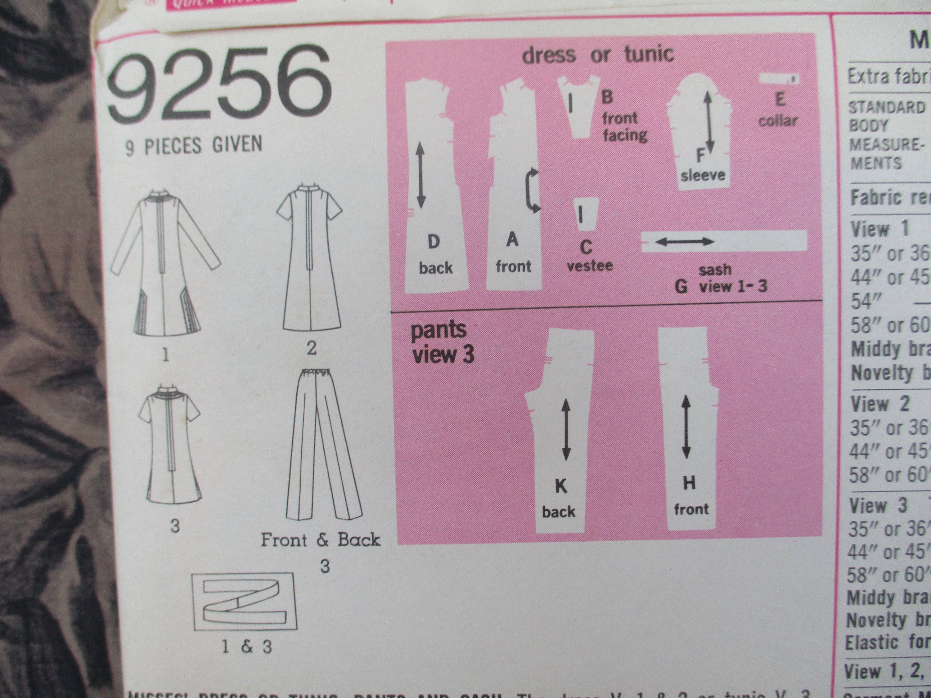 Vintage 1970s Simplicity Sewing Pattern 9256 Misses Dress or Tunic ...