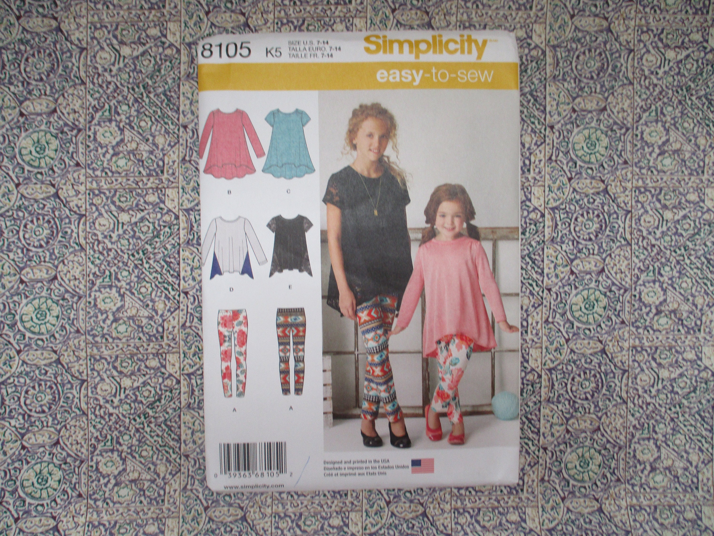 GIRLS SEWING PATTERN Make Fall Clothes Kids Clothing Tunic Top Shirt Leggings  Child Size 3 4 5 6 7 8 10 12 14 Outfit Children 8105 