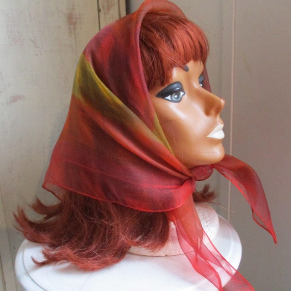 Vintage 1960s mod era sheer nylon chiffon scarf a… - image 6