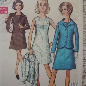 vintage 1960s schlichtheit schnittmuster 8500 misse kleid und jacke größe 12 uncut
