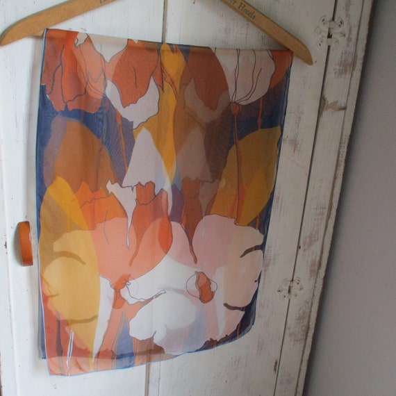 Vintage 1970s sheer nylon scarf abstract floral f… - image 5