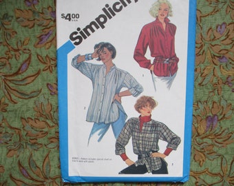 Vintage 1980er Simplicity Schnittmuster 6600 verpasst sehr locker sitzende Shirts Gr. 14 UNCUT