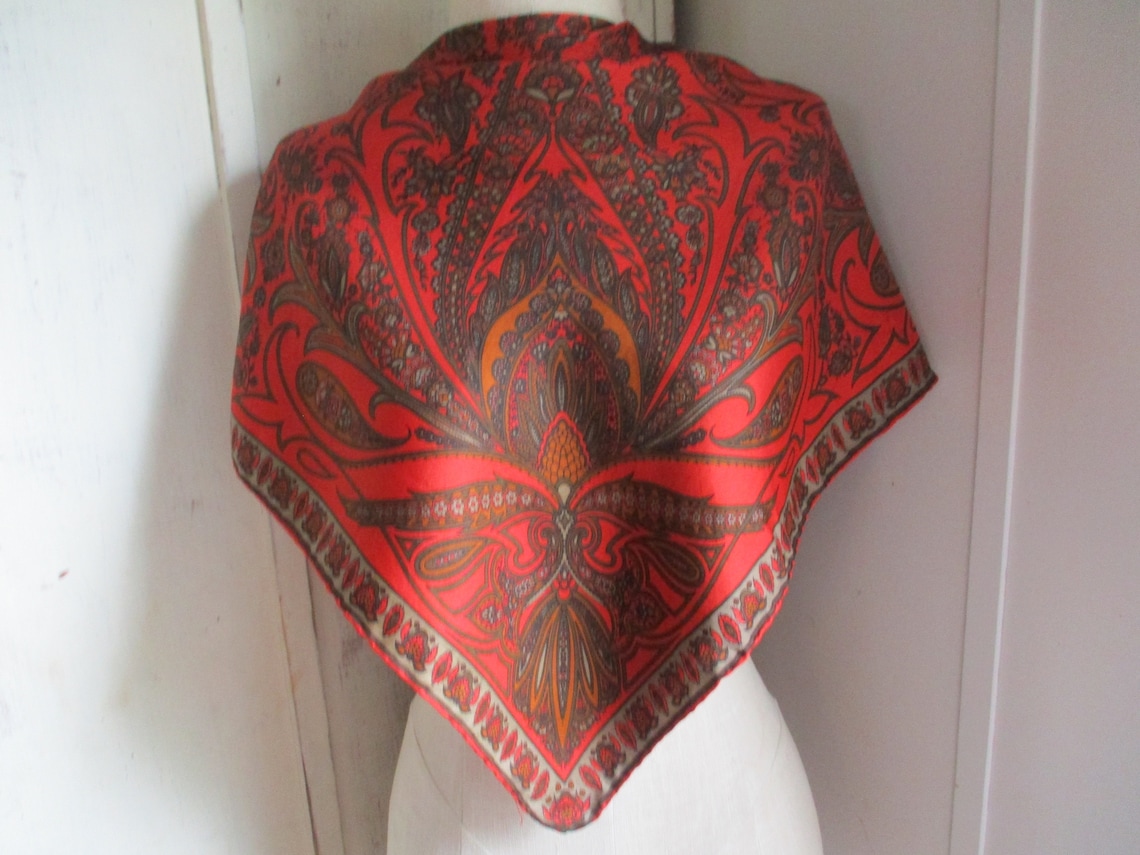 Vintage 1960s Designer Scarf All Silk Richard Allan Ornate Etsy UK