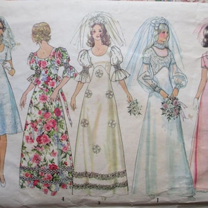 vintage 1970s simplicity sewing pattern 5462 misses wedding bridal bridesmaid dress size size 8