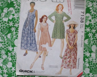 Vintage 1990s sewing pattern McCalls 7138 Misses dress in two lengths size XS-S-M