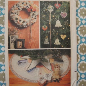 vintage 1980s Butterick 4013 Victorian Christmas UNCUT wreath ornaments tree skirt