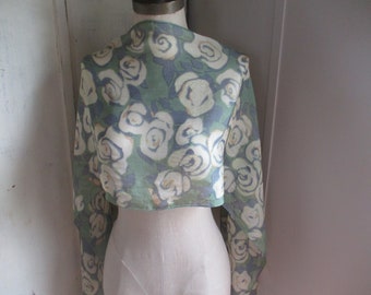 Vintage 1990s partially sheer polyester scarf abstract floral flowers 13 x 62 inches