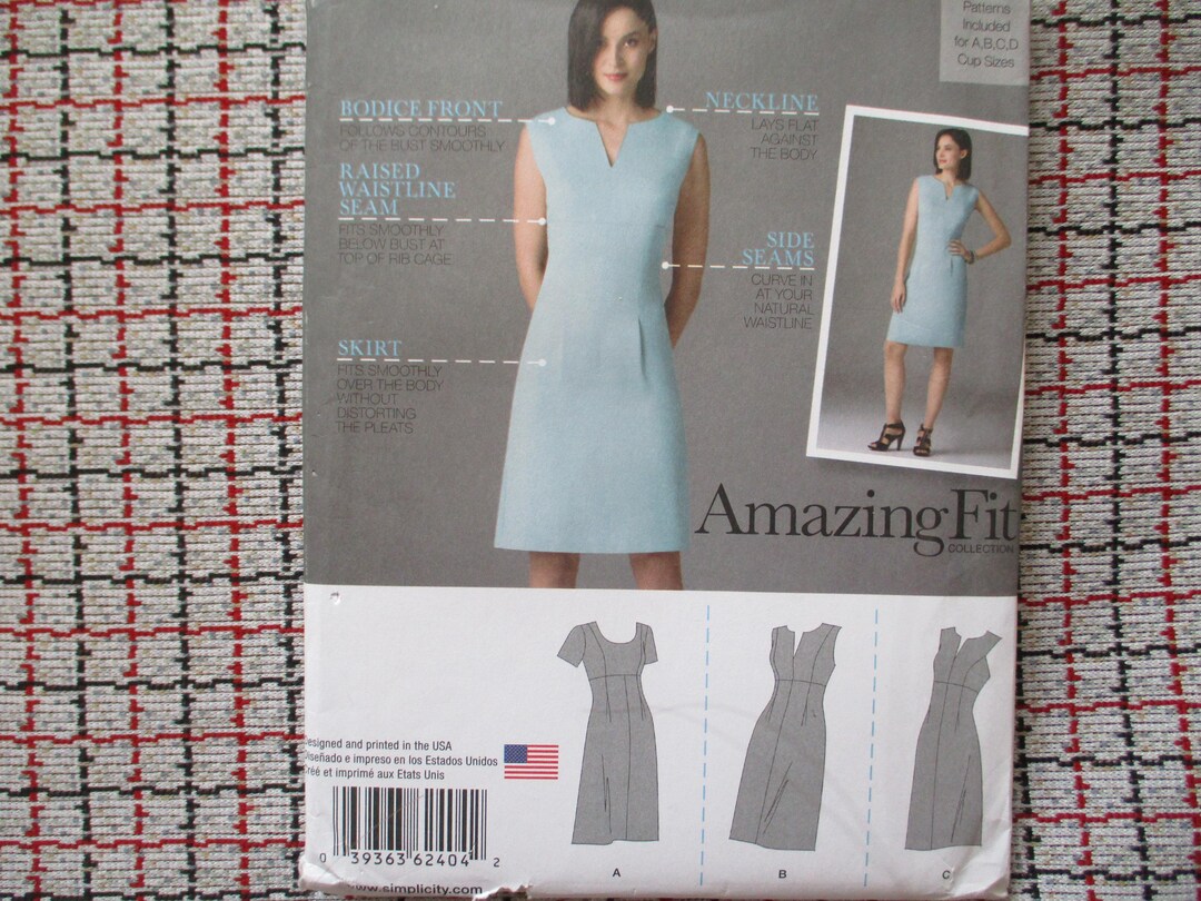2010s Simplicity Sewing Pattern 2404 Misses Amazing Fit Dress Size 16 ...
