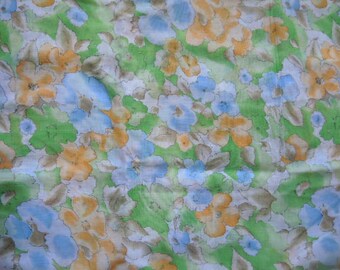 Vintage 1960s fabric sheer polyester or cotton poly blend colorful floral 45 inches wide