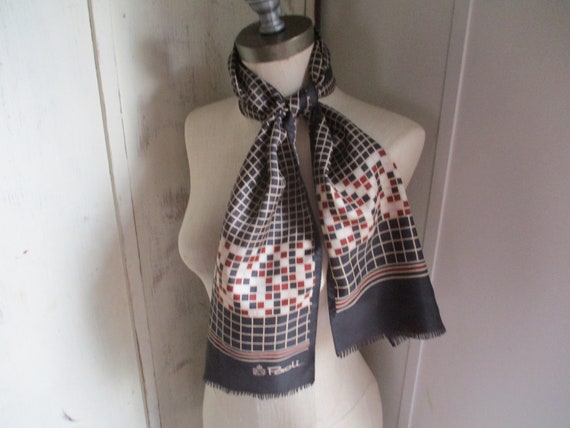 Vintage 1970s Paoli fringed acetate scarf geometr… - image 3
