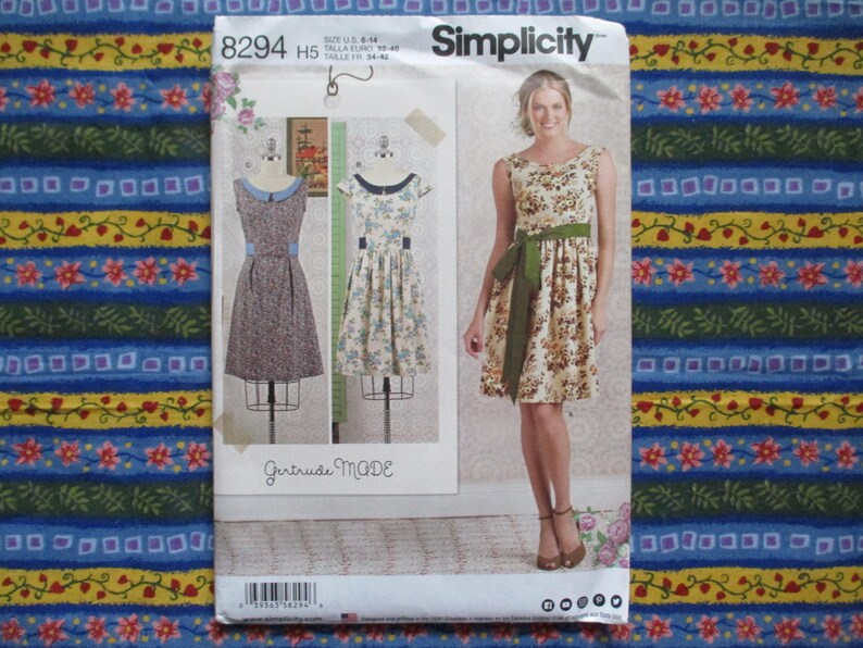 2010s Simplicity Sewing Pattern 8294 Misses Dress and Sash Sizes 6-14 ...