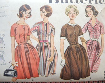 vintage 1960s Butterick sewing pattern 2210 full skirted dress size 12