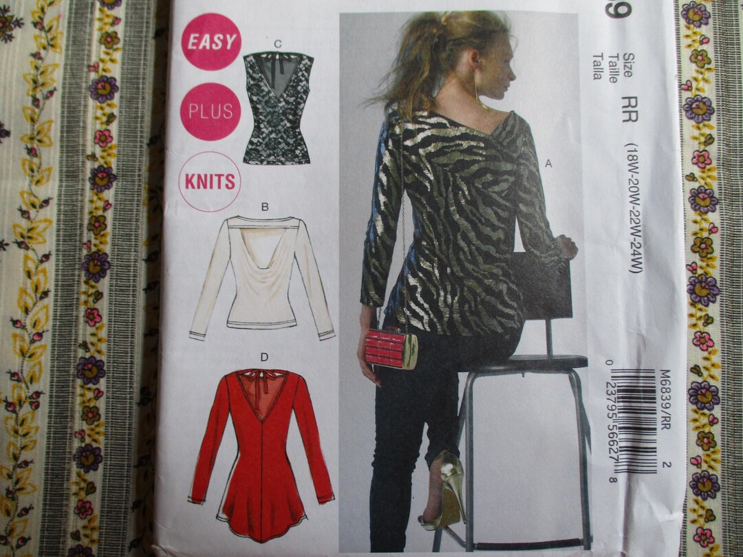 2010s Mccalls Sewing Pattern 6839 Tops and Tunic Size 18W-20W-22W-24W ...