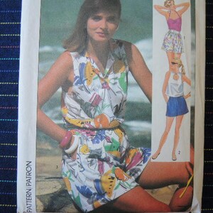 vintage 1980s simplicity sewing pattern 7513 misses tops and pull on shorts size 10
