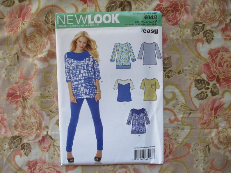 2010s New Look Sewing Pattern 6148 Misses Set of Tops Size 8-18 UNCUT ...