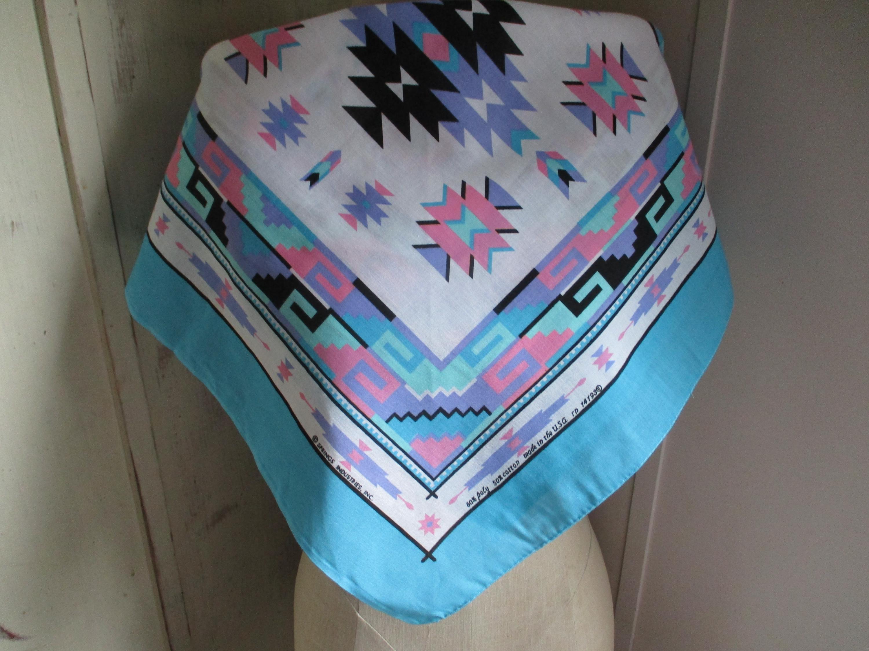 Vintage 1980s Springs Industries Bandana Southwest Native Inspired