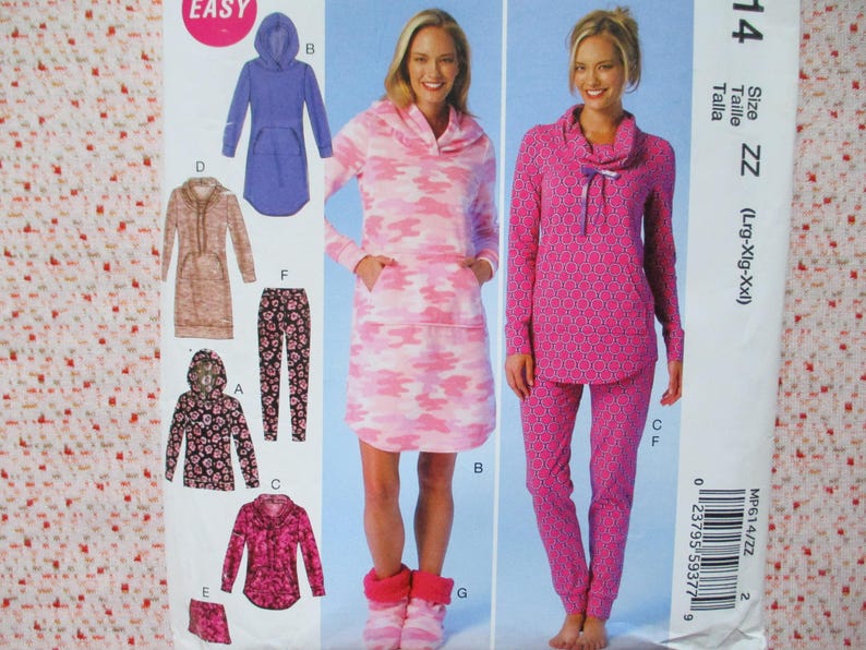 2010s Mccalls Sewing Pattern P614 Misses Loungewear Tops Dresses Shorts ...