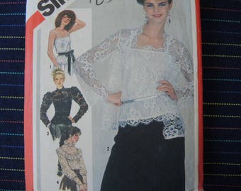 vintage 1980s simplicity sewing pattern 5324 misses lace blouses jacket and camisole size 12