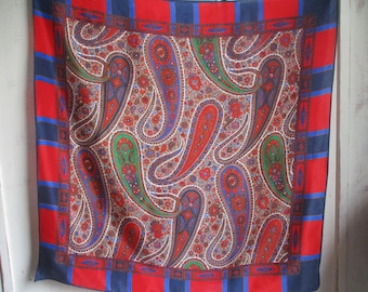 vintage jaren 1980 zijden sjaal kleurrijke paisley 26 x 27 inch