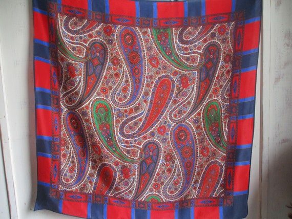 Vintage 1980s Silk Scarf Colorful Paisley 26 X 27 Inches - Etsy